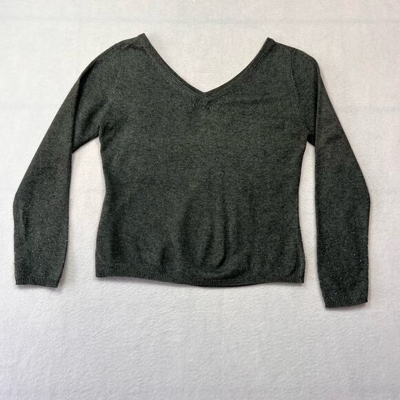 Duemila Sweater Top Womens M Silk Cashmere Front Back V-neck Long Sleeve - Picture 3 of 9